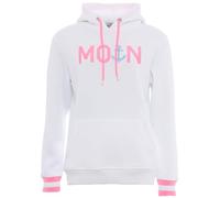 Zwillingsherz Damen Kapuzenpullover Sweatshirt, Weiß mit Rosa Akzenten, Anker-Design, Größe L
