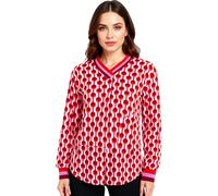 ZWILLINGSHERZ Damen langärmliges Sommer-Shirt Longsleeve im Retro Style mit graphischem Print 31633-58 Pink/Bordeaux/Rot S/M