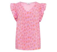 Zwillingsherz Damen Musselin Bluse aus 100% Baumwolle - Leichte Sommerbluse mit Leo Print - Luftiges Oberteil mit V-Ausschnitt und kurzen Volantärmeln - One Size für Freizeit Urlaub Alltag