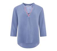 Zwillingsherz Damen Musselin Bluse Tunika Uni - Luftige Longbluse aus 100% Baumwolle - Sommer Shirt mit V-Ausschnitt und 3/4 Arm - Leichtes Oversize Oberteil für Freizeit Urlaub Strand