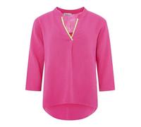 Zwillingsherz Damen Musselin Bluse Tunika Uni - Luftige Longbluse aus 100% Baumwolle - Sommer Shirt mit V-Ausschnitt und 3/4 Arm - Leichtes Oversize Oberteil für Freizeit Urlaub Strand