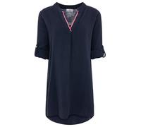 Zwillingsherz Damen Musselin Tunika mit Neon Kante - Luftige Bluse aus 100% Baumwolle - Sommer Oberteil mit V-Ausschnitt und 3/4 Arm - Locker geschnittenes Longshirt für Freizeit Urlaub Strand