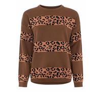 Zwillingsherz Damen Pullover - Sweater mit Animal Print Streifen - 100% Baumwolle - Weicher Strickpullover - Stylisch für Alltag, Herbst & Winter