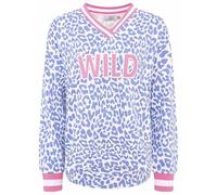 Zwillingsherz Damen Pullover Sweatshirt Hoodie Kapuzenpullover Leopardenmuster, Langarm, Regular Fit, Maritim