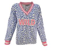 Zwillingsherz Damen Pullover Sweatshirt Hoodie Kapuzenpullover Leopardenmuster, Langarm, Regular Fit, Maritim