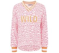 Zwillingsherz Damen Sweatshirt, Leopardenmuster in Rosa, WILD Design, Orange Bündchen, Gr. S/M