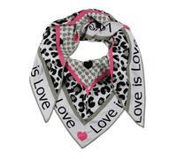 Dreieckstuch ZWILLINGSHERZ "Love is Love", Damen, kahki, Feinstrick, Materialmix, gemustert, mehrfarbig, Modetücher, Feinstrick, Schriftzug, Animal-Muster, wärmend (44630203-0) kahki