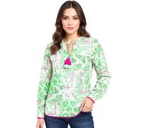 ZWILLINGSHERZ Damen Sommer-Bluse Baumwoll Langarmshirt im Mustermix 33214-70 Grün/Pink/Weiß S