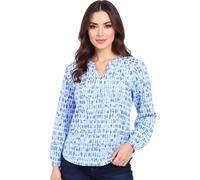ZWILLINGSHERZ Damen Sommer-Bluse in Aquarell Optik Baumwoll Langarmshirt 33230-87 Blau/Weiß/Pink S/M