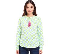 ZWILLINGSHERZ Damen Sommer-Bluse Tunika-Shirt mit Blumen 33256-18 Weiß/Grün/Blau S