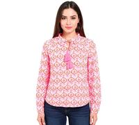 ZWILLINGSHERZ Damen Sommer-Bluse Tunika-Shirt mit geometrischen Retro-Print 33225-52 Weiß/Pink/Orange L/XL