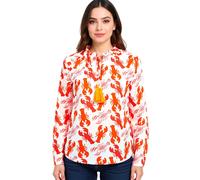 Zwillingsherz Bluse, Langarm, Damen Shirt bunt Boho Muster (DE/NL/SE/PL, Alphanumerisch, S, M, Regular, Regular, Rot)