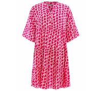Zwillingsherz Damen Sommerkleid, Gestreift, Boho-Stil, Knielang, Kurzarm, Rundhalsausschnitt, Baumwolle-Polyester (DE/NL/SE/PL, Alphanumerisch, Einheitsgröße, Regular, Regular, Kim Pink Rot)