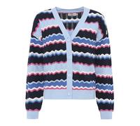 Strickjacke ZWILLINGSHERZ ""Streifen Wellen"", Damen, Gr. L/XL, blau pink, Obermaterial: 100% Baumwolle, modisch, Strickjacken, Mit unifarbenen Bündchen (26998330-L) blau pink