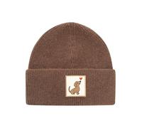 Zwillingsherz Damen Strickmütze mit Dackel Patch und Herzdetail - warme Beanie Mütze mit Umschlag und liebevollem Motiv - weiche Wintermütze für Alltag, Freizeit & Herbst Winter Looks