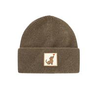 Zwillingsherz Damen Strickmütze mit Dackel Patch und Herzdetail - warme Beanie Mütze mit Umschlag und liebevollem Motiv - weiche Wintermütze für Alltag, Freizeit & Herbst Winter Looks