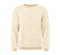 Strickpullover ZWILLINGSHERZ ""Gestrickter-Leo"", Damen, Gr. S/M, beige (creme), Strick, Obermaterial: 100% Baumwolle, gemustert, mehrfarbig, comfort fit hüftlang, Rundhals, Rippbündchen, Pullover, An