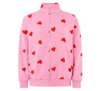 Zwillingsherz Damen Sweatjacke Oversize Zip Allover Hearts Hoodie mit Reißverschluss, Herzmuster, seitlichen Taschen, weicher Baumwollmix, Freizeitjacke