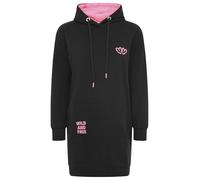 Zwillingsherz Damen Sweatkleid, Hoodiekleid Langarm (DE/NL/SE/PL, Alphanumerisch, S, Regular, Regular, Schwarz)