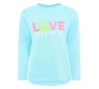 Zwillingsherz Damen Sweatshirt, Love Happiness Design, Langarm, Baumwollmischung, Casual Fit (DE/NL/SE/PL, Alphanumerisch, M, Regular, Regular, hellblau)