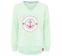 Zwillingsherz Damen Sweatshirt, Maritim-Design mit Anker, Mint, V-Ausschnitt, 60% Baumwolle (DE/NL/SE/PL, Alphanumerisch, S, M, Regular, Regular, Mint)