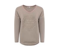 Zwillingsherz Damen Sweatshirt mit Schriftzug - Oversize Pullover aus Baumwolle - Langarmshirt mit V-Ausschnitt - Bequemes Freizeit Oberteil mit positiver Botschaft - Casual Look für Alltag