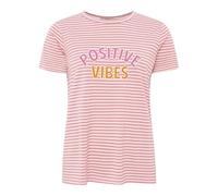 Zwillingsherz Damen T-Shirt Kurzarm Gestreift mit Aufnäher Sommer Shirt, Rundhals, bequem & modisch