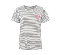 Zwillingsherz Damen T-Shirt Kurzarm gestreift Modell Sommer Shirt mit Stickerei, V-Ausschnitt, bequem & modisch