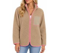 Zwillingsherz Damen Teddyjacke Classic - Kuschelige Fleece Jacke mit Reißverschluss, Warm & Weich Uni