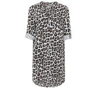 Zwillingsherz Damen Tunika aus 100% Baumwolle - Leichtes Sommer Blusenkleid mit Leo Print - Luftige Strandtunika mit V-Ausschnitt und 3/4 Arm - Lässiges Longshirt für Urlaub Freizeit Alltag