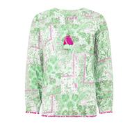 Zwillingsherz Damen Tunika-Bluse, Viskose, Kurzarm, Rundhals, Gemustert mit Quasten, Modern (DE/NL/SE/PL, Alphanumerisch, XL, Regular, Regular, Mittelgrün)