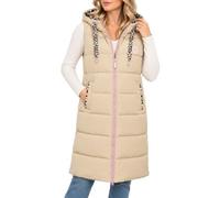Zwillingsherz Damen Weste Steppweste - Beige Pink blau Wild Hearts, Strandglück, Love Print Winterweste mit Kapuze, leicht & kuschelig