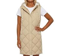 Steppweste ZWILLINGSHERZ "Love Print", Damen, Gr. M, beige, Steppware, Obermaterial: 100% Polyester, Basic knielang, ohne Ausschnitt, Westen Steppweste, modisch, Doppelzipper, Druckknöpfe, knielang, K