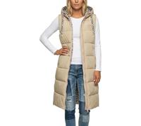 Steppweste ZWILLINGSHERZ "Wild Hearts", Damen, Gr. XL, beige, Steppware, Obermaterial: 100% Polyester, Basic knielang, ohne Ausschnitt, Westen Steppweste, Leo-Muster, Taschen seitlich, modisch, Doppel