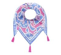 Zwillingsherz Dreieckstuch, Blumenmuster in Rosa und Türkis, Klassisch mit Quasten, 30 x 30 cm (Blau Anker)