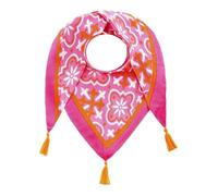 Zwillingsherz Dreieckstuch, Blumenmuster in Rosa und Türkis, Klassisch mit Quasten, 30 x 30 cm (Pink)