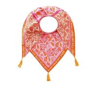 Zwillingsherz Dreieckstuch, Blumenmuster in Rosa und Türkis, Klassisch mit Quasten, 30 x 30 cm (Pink Orange)