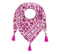 Zwillingsherz Dreieckstuch Damen, 220 x 130 cm, Bunt Gemustert mit Quasten, Strandpink Zebra (Life Wild Beere)