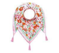 Zwillingsherz Dreieckstuch Damen, 220 x 130 cm, Bunt Gemustert mit Quasten, Strandpink Zebra (Mittelorange)