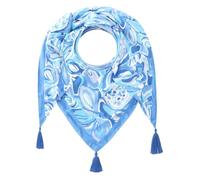 Zwillingsherz Dreieckstuch, Damen Schal, Bunt Gemustert, Viskose (Blau)