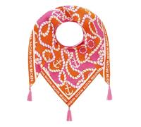 Zwillingsherz Dreieckstuch, Damen Schal, Bunt Gemustert, Viskose (Orange)