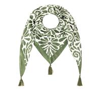 Dreieckstuch ZWILLINGSHERZ "Flower Fun", Damen, olive, Web, Viskose, Modetücher, verspieltes Blumenmuster, Tasseln, glänzende Oberfläche (59118906-0) olive