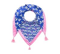 Zwillingsherz Dreieckstuch mit Anker-Moin-Muster, Türkis-Blau mit Rosa Quasten, Maritimes Design