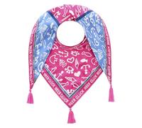 Zwillingsherz Dreieckstuch mit Quasten, Maritimes Design, Pink-Blau mit Pailletten