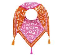 Zwillingsherz Dreieckstuch mit Tasseln, Pink-Orange, Gemustert mit Schriftzug