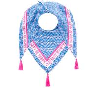 Zwillingsherz Dreieckstuch mit Zickzack-Muster, Blau-Weiß, Pink Quasten, Be Happy Design