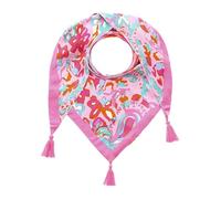 Zwillingsherz Dreieckstuch Schal mit Quasten, Blumenmuster in Rosa und Türkis, Dekoratives Halstuch