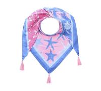 Zwillingsherz Dreieckstuch Schal mit Seesternen, Rosa-Blau, Quadratisches Halstuch mit Quasten