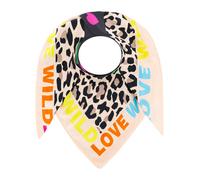 Dreieckstuch ZWILLINGSHERZ "Wild Love", Damen, braun, Web, Polyester, gemustert, mehrfarbig, Modetücher, farbenfroh, Leo-Design mit "LOVE" Schriftzug, glänzende Oberfläche (81414305-0) braun