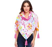 ZWILLINGSHERZ Flower Mix Dreiecks-Tuch mit farbenfrohem großen Blumen-Print Mode-Tuch 3014D-3010-20 Pink/Orange/Bunt